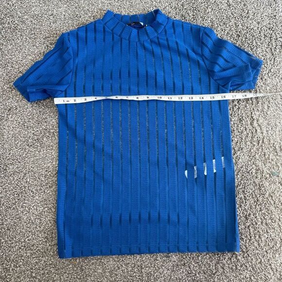 ZARA | Mesh Pinstripe mock neck blouse - Picture 9 of 10